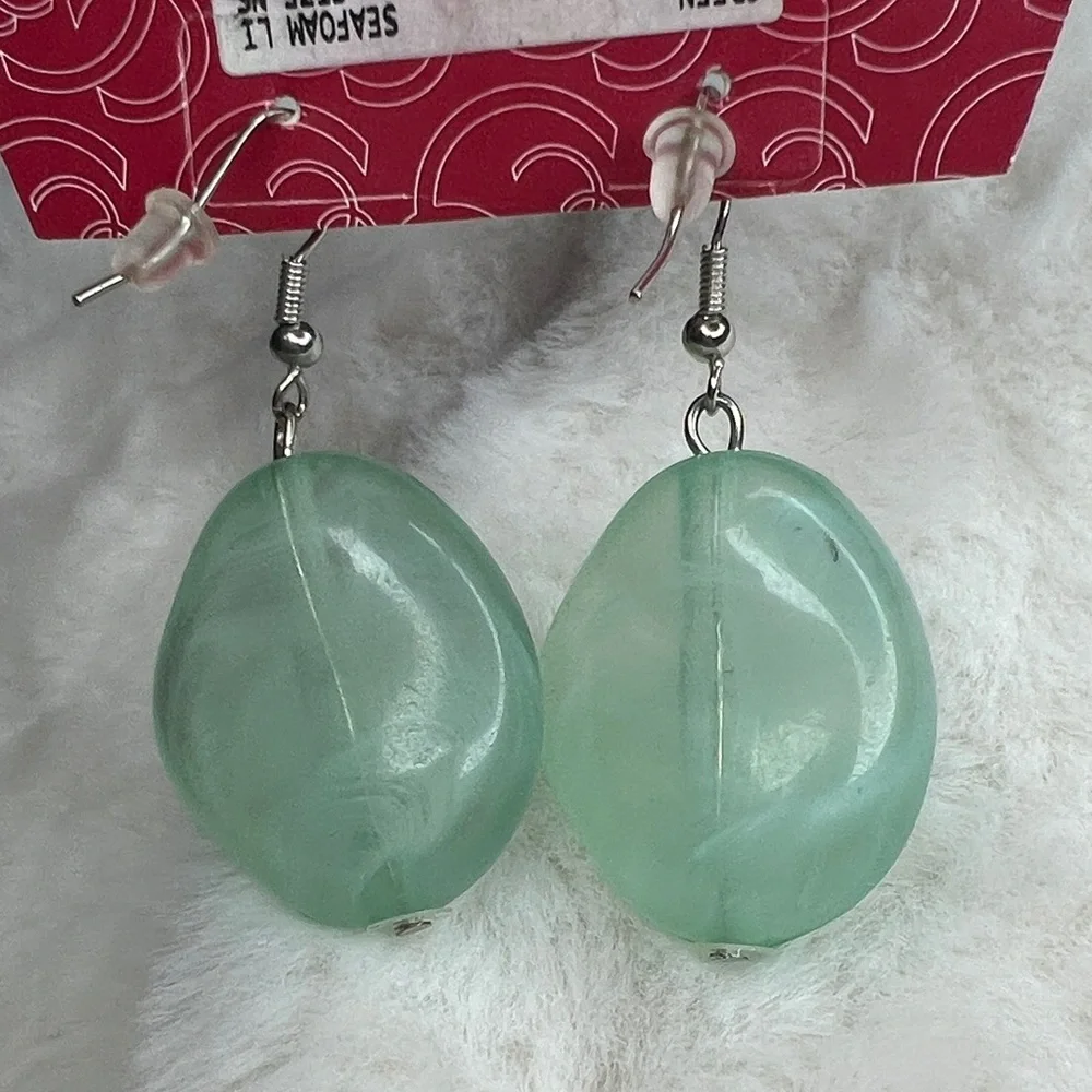 Charming Charlie Mint seafoam green fishhook Earrings - Picture 3 of 5